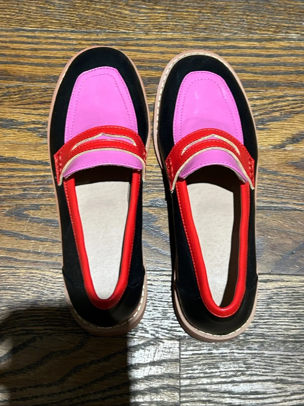 Women’s Two-Tone Pink and Black Penny Loafers size 37